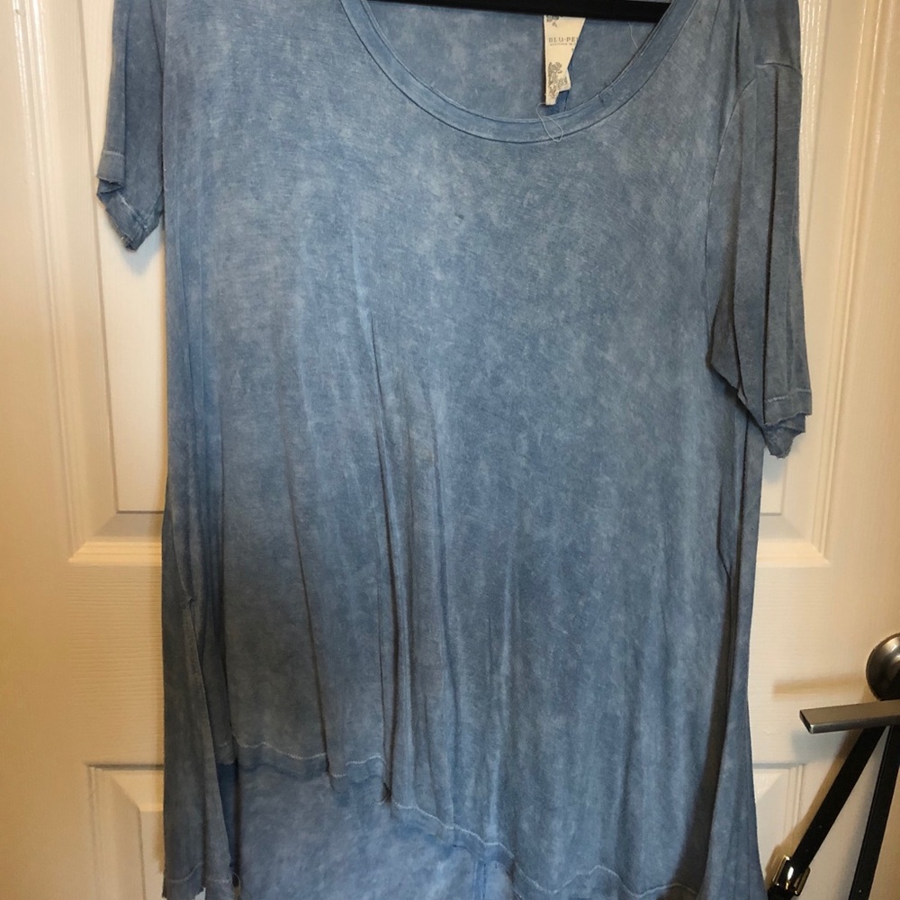 Blue Pepper blue washed long flowy tee